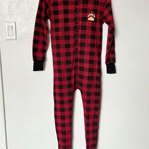 Lazy One red and black plaid one pice pajama size XS UNISEX